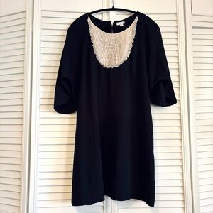 GO International Black Round Neck 3/4 Sleeve Knee Length Dress XL